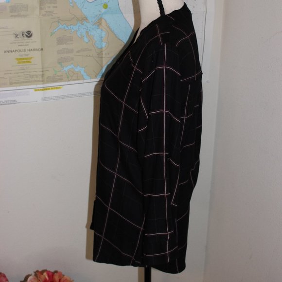 "RAINDROPS" BLACK PLAID BLOUSE SZ XXL - Picture 3 of 7